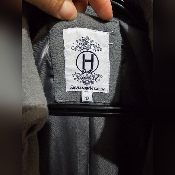 Silvian Heach Dolls Gray Girl's Coat Sz 12 - Picture 6 of 10